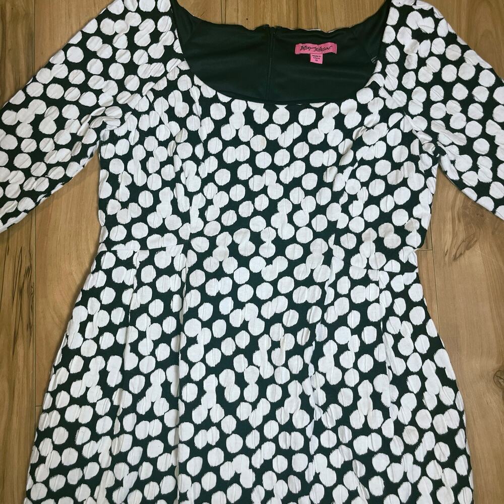 Betsey Johnson Polka Dot Fit and Flare Dress Black White 10 Retro - Picture 5 of 12